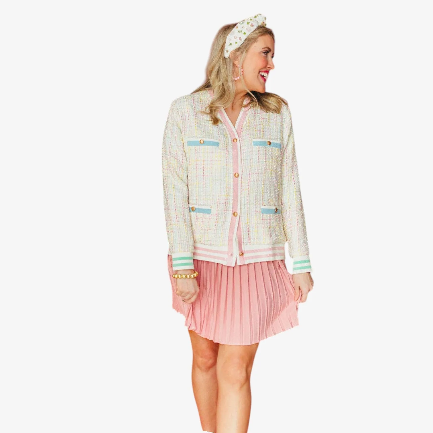 Pastel Tweed Cardigan