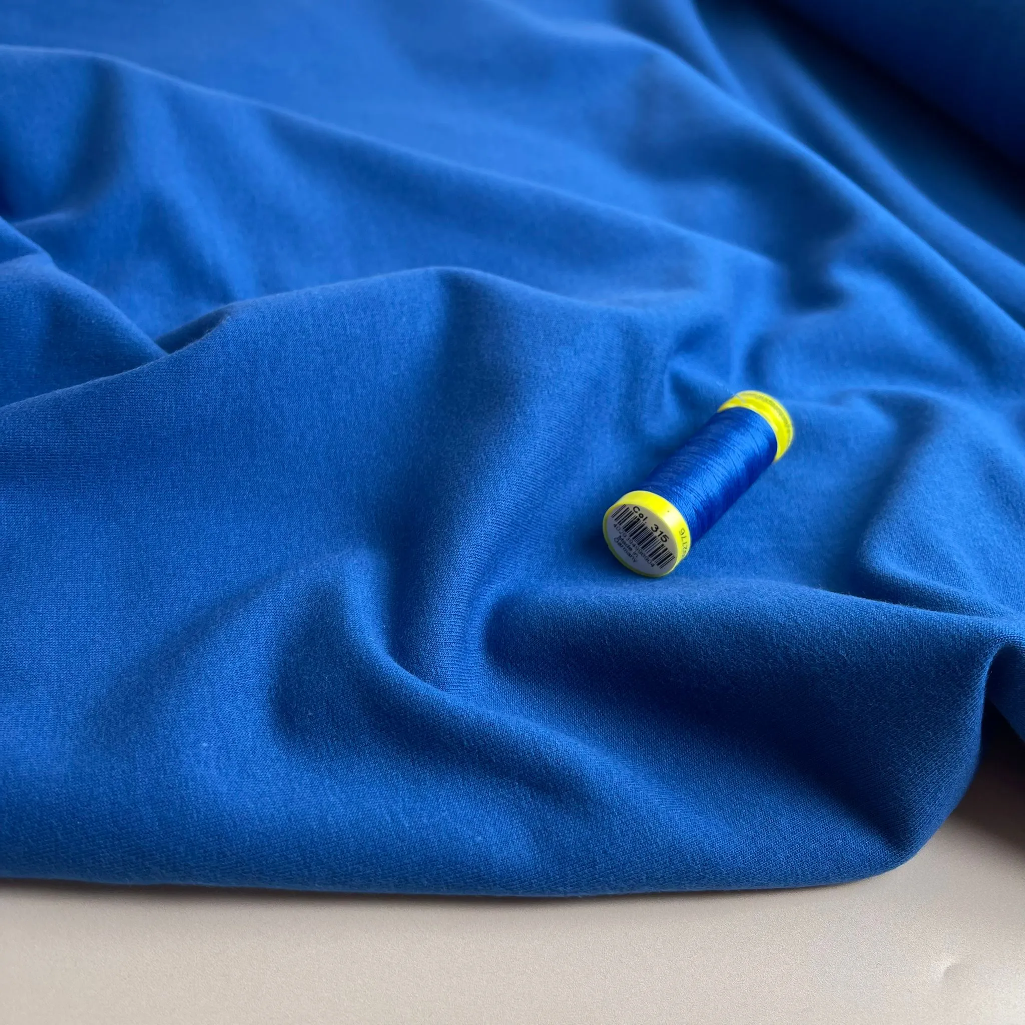 Peach Soft GOTS Organic Cotton Sweat-shirting in Cobalt