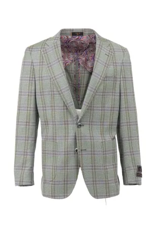 Pistachio with Windowpane Dolcetto/THP Modern Fit half lined, Pure Wool Jacket by Tiglio Luxe