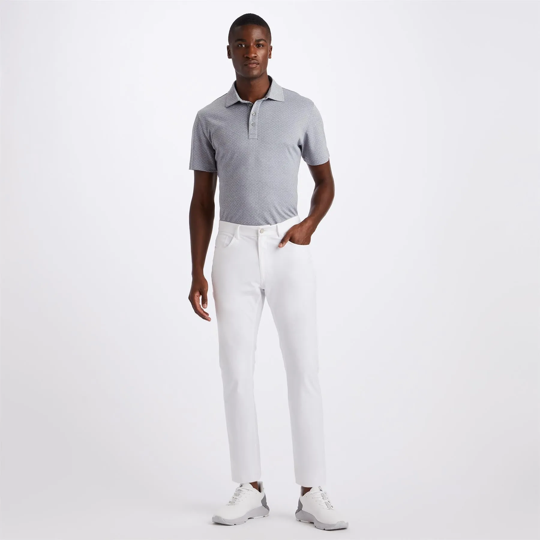 Polka Dot Jacquard Polo Heather Grey - SS23