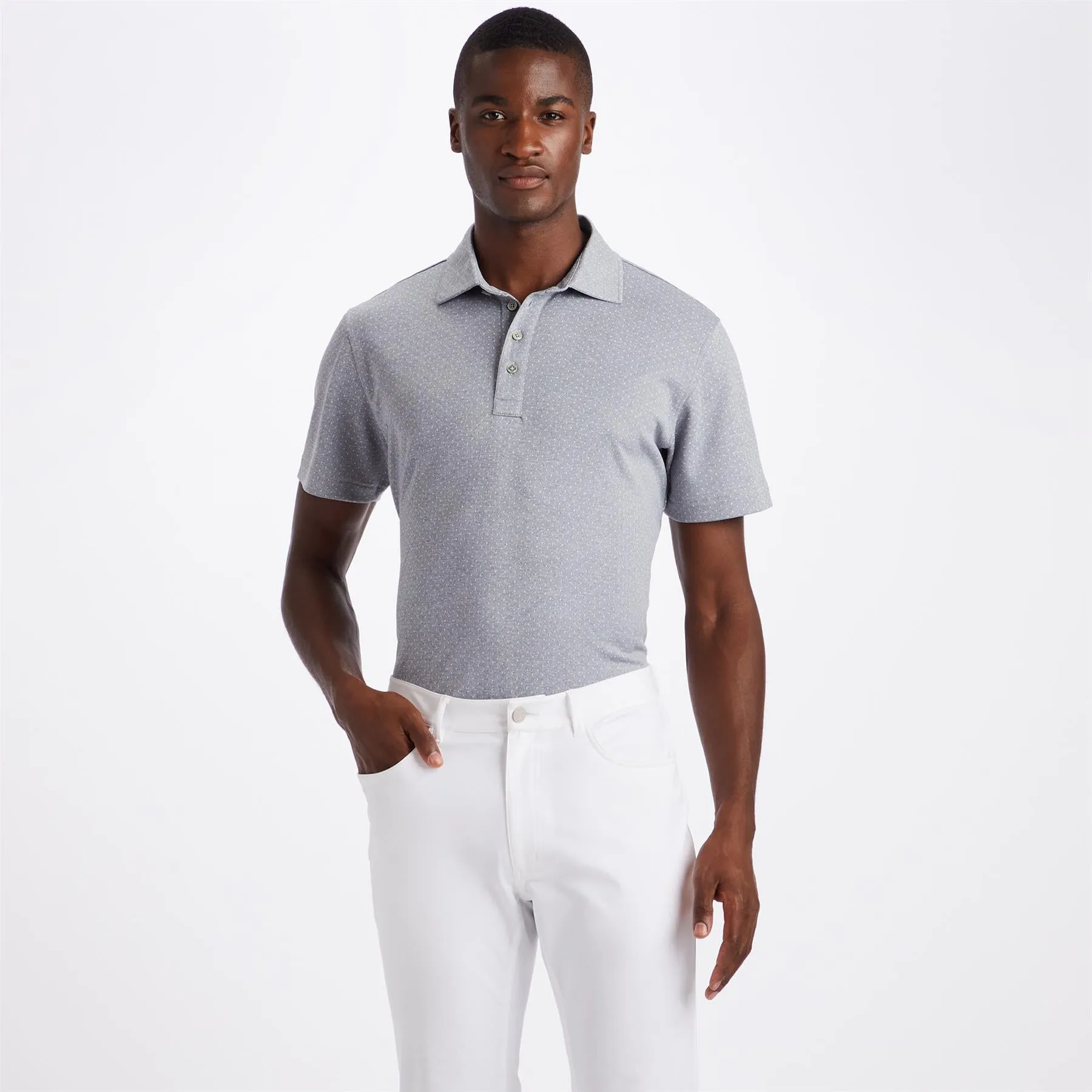 Polka Dot Jacquard Polo Heather Grey - SS23