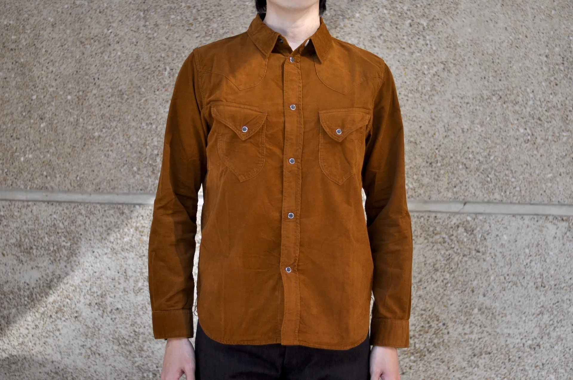 Pure Blue Japan 8oz "Silky-Smooth" Corduroy Western Shirt (Camel)