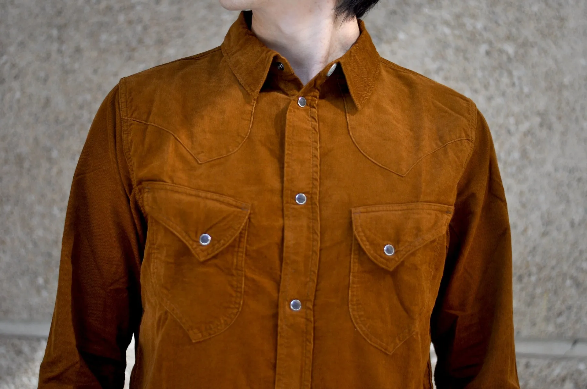 Pure Blue Japan 8oz "Silky-Smooth" Corduroy Western Shirt (Camel)