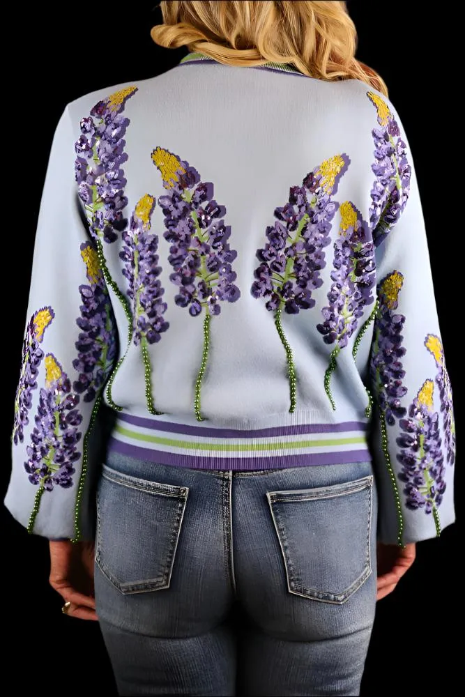 Queen Of Sparkles Pale Blue Bonnets Cardigan