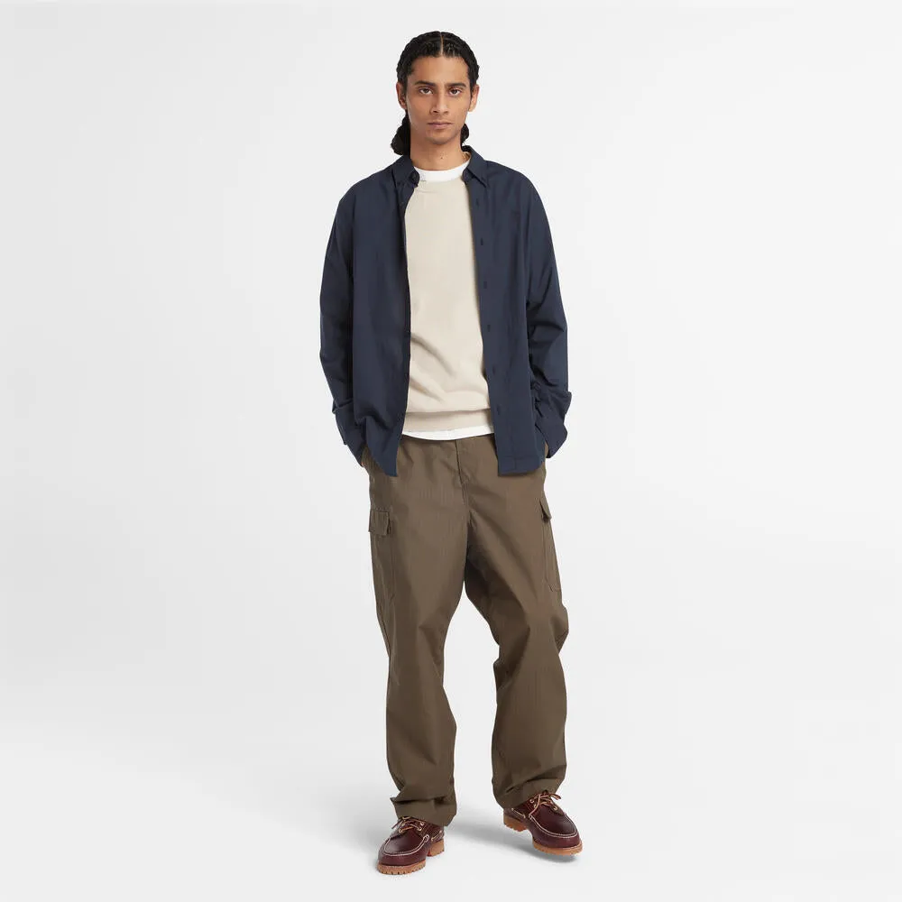 Regular Fit Stretch Poplin Shirt For Men