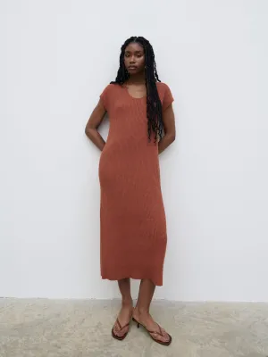 Rose Knit Midaxi Dress - Rosewood