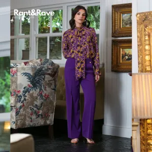Sally Wide Leg Purple Trousers