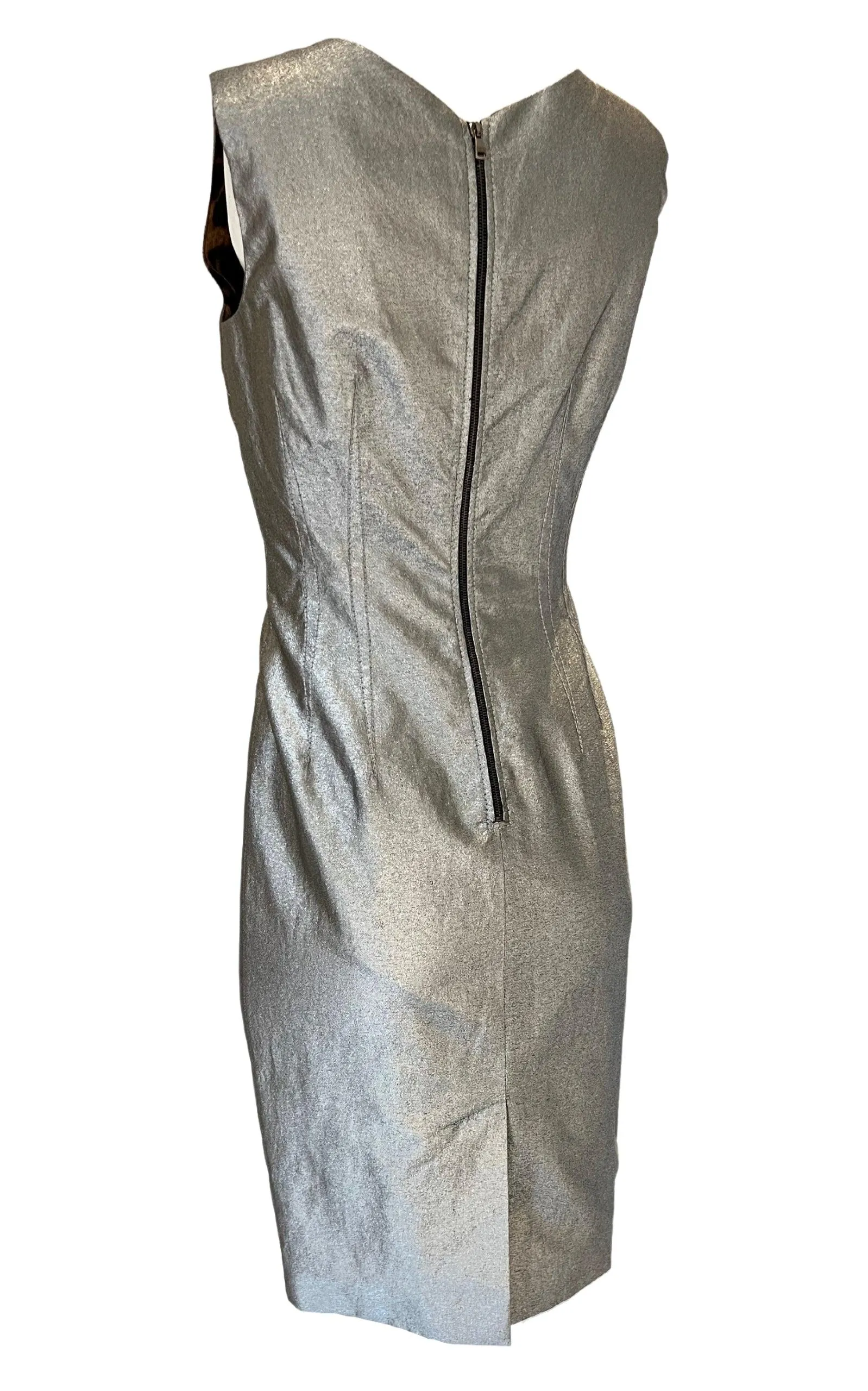 Silver Silk Midi Dress