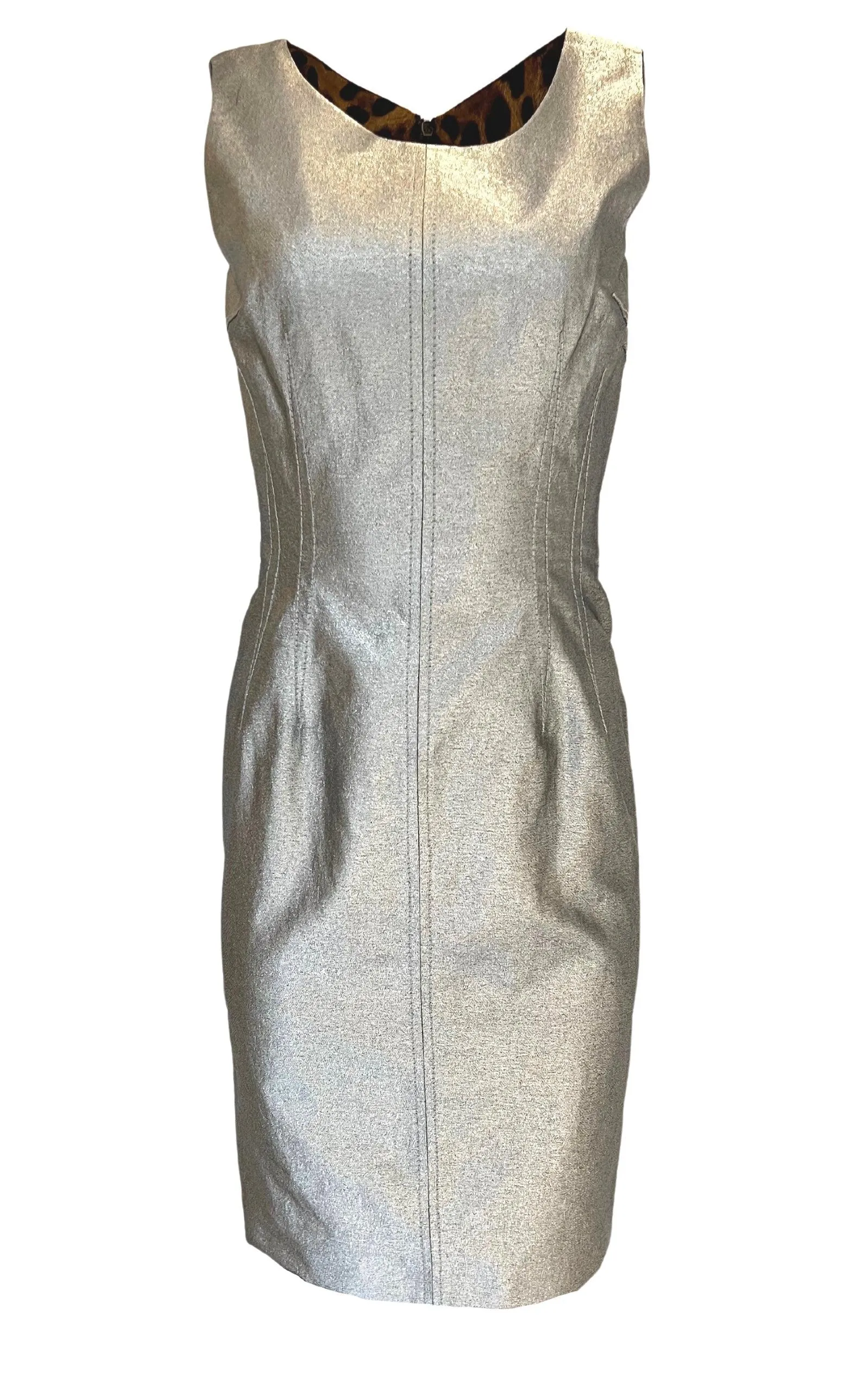 Silver Silk Midi Dress