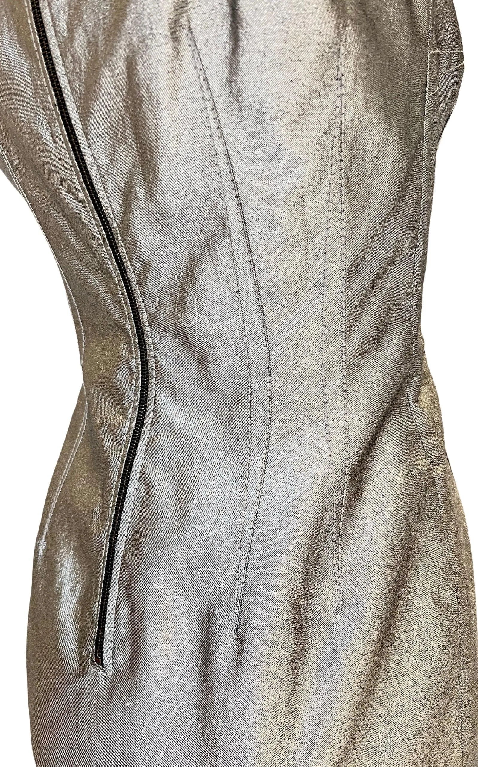 Silver Silk Midi Dress