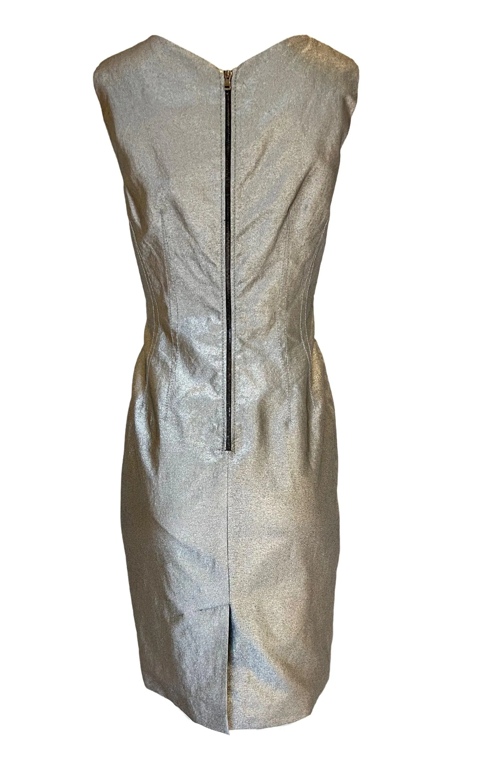 Silver Silk Midi Dress