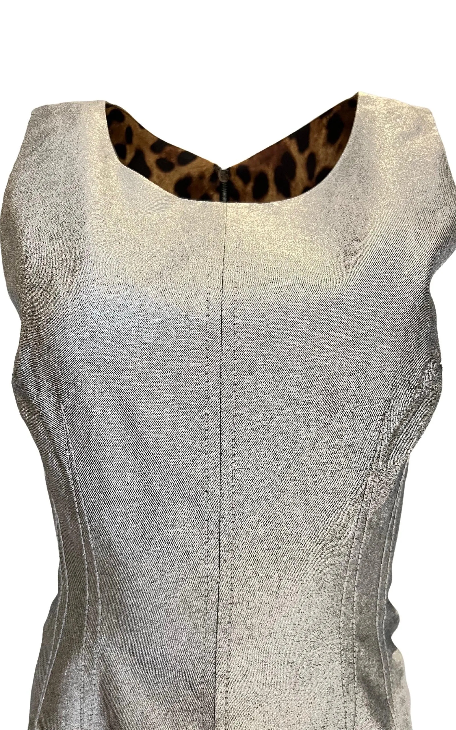 Silver Silk Midi Dress