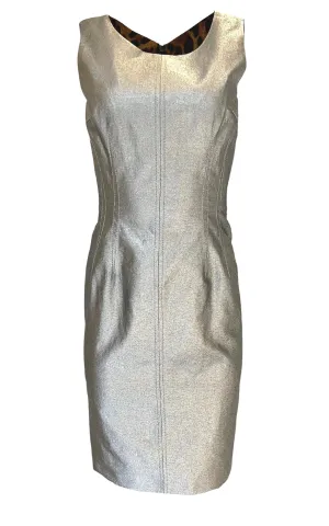 Silver Silk Midi Dress