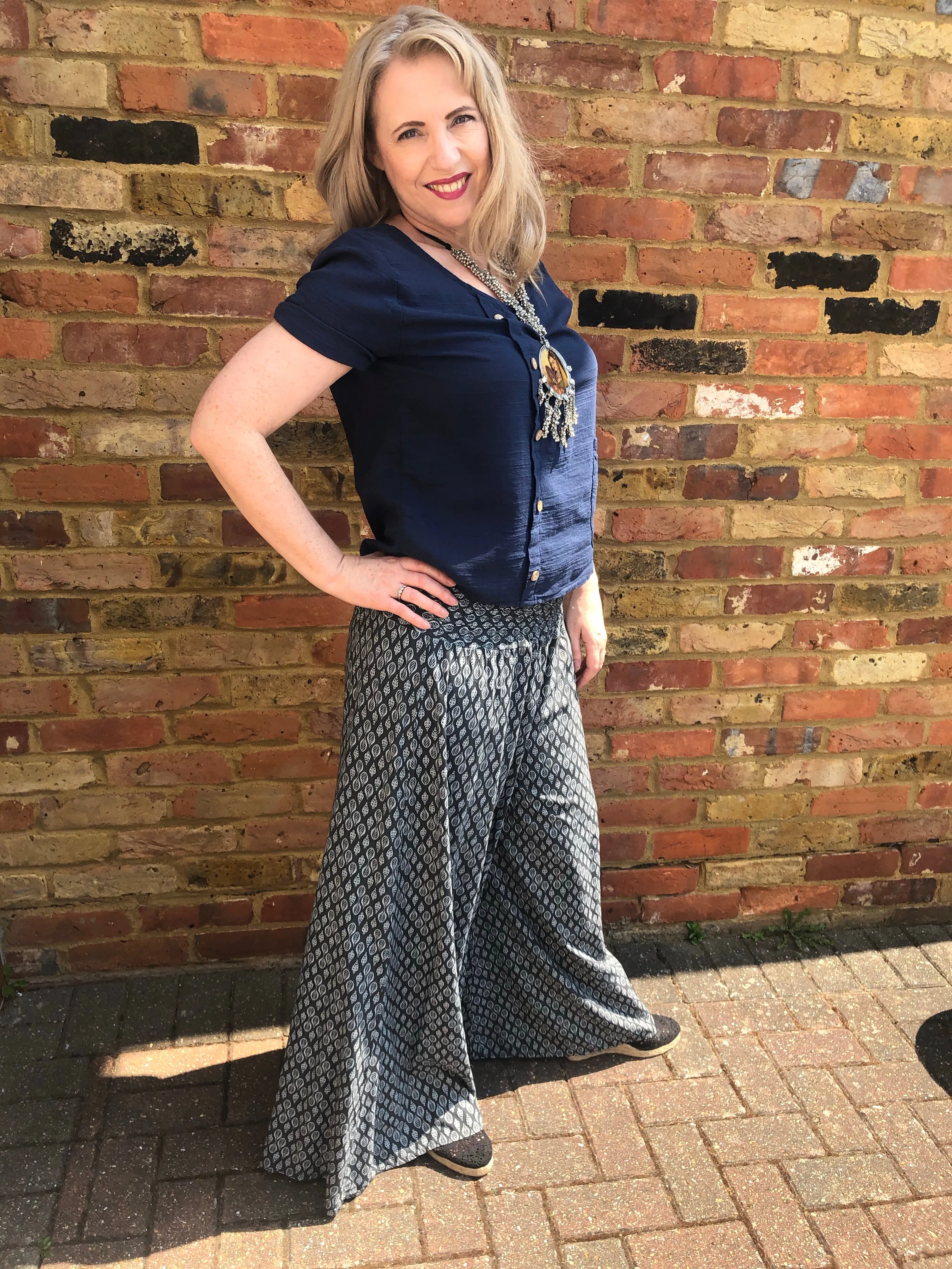 Slate Grey Bohemian Wide Leg Trousers