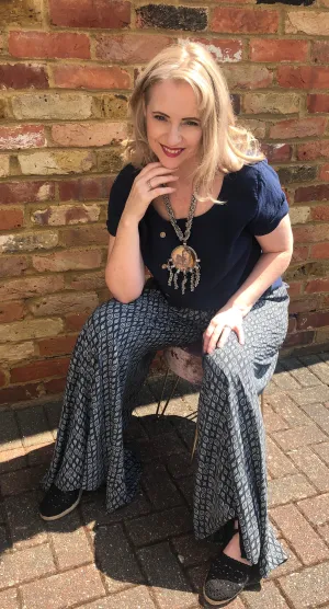 Slate Grey Bohemian Wide Leg Trousers
