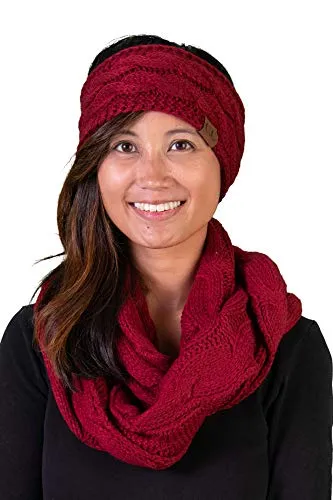 Solid Knit Lined Headwrap and Infinity Scarf Set by Funky Junque