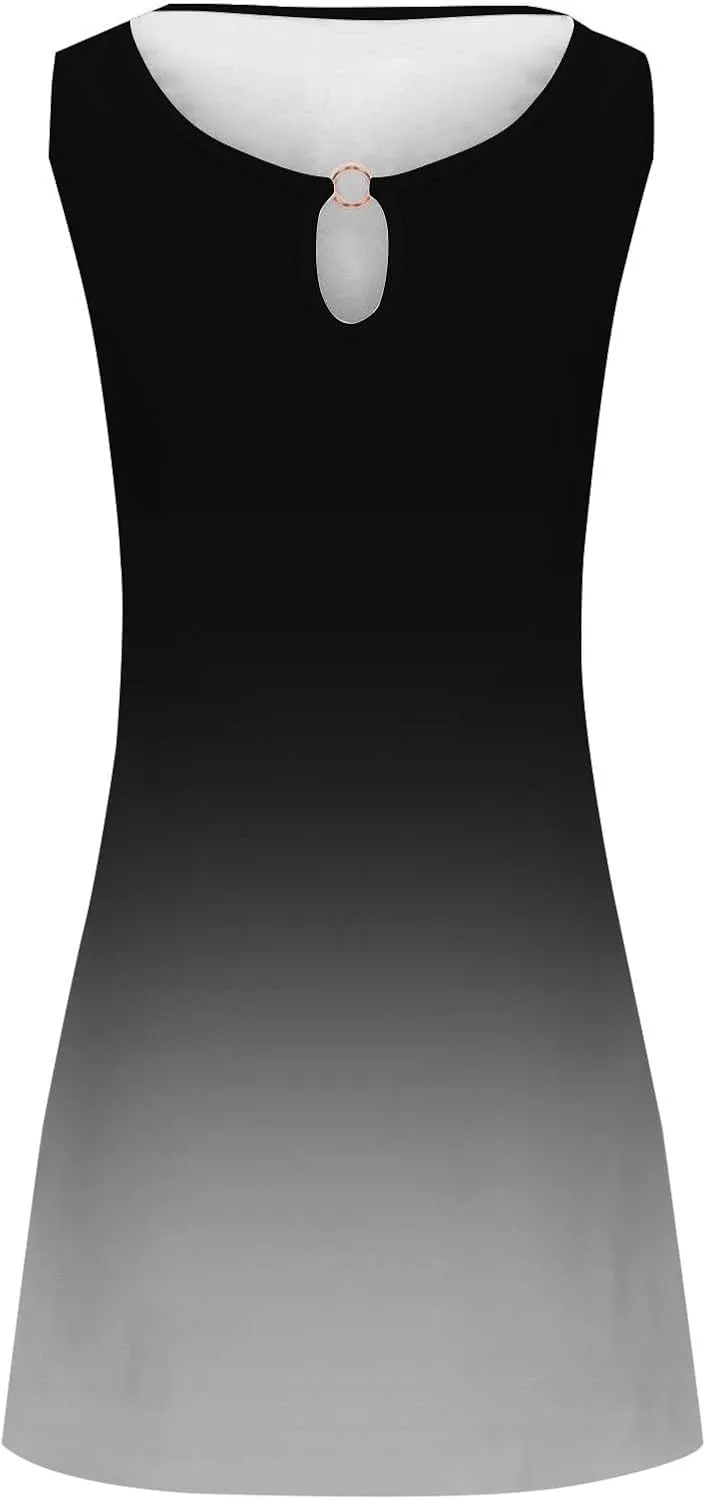 Sun Dresses for Women 2025 Summer Dress Loose V Neck Sleeveless Sundresses Swimsuit Coverup with Pockets Floral Tank Dresses
