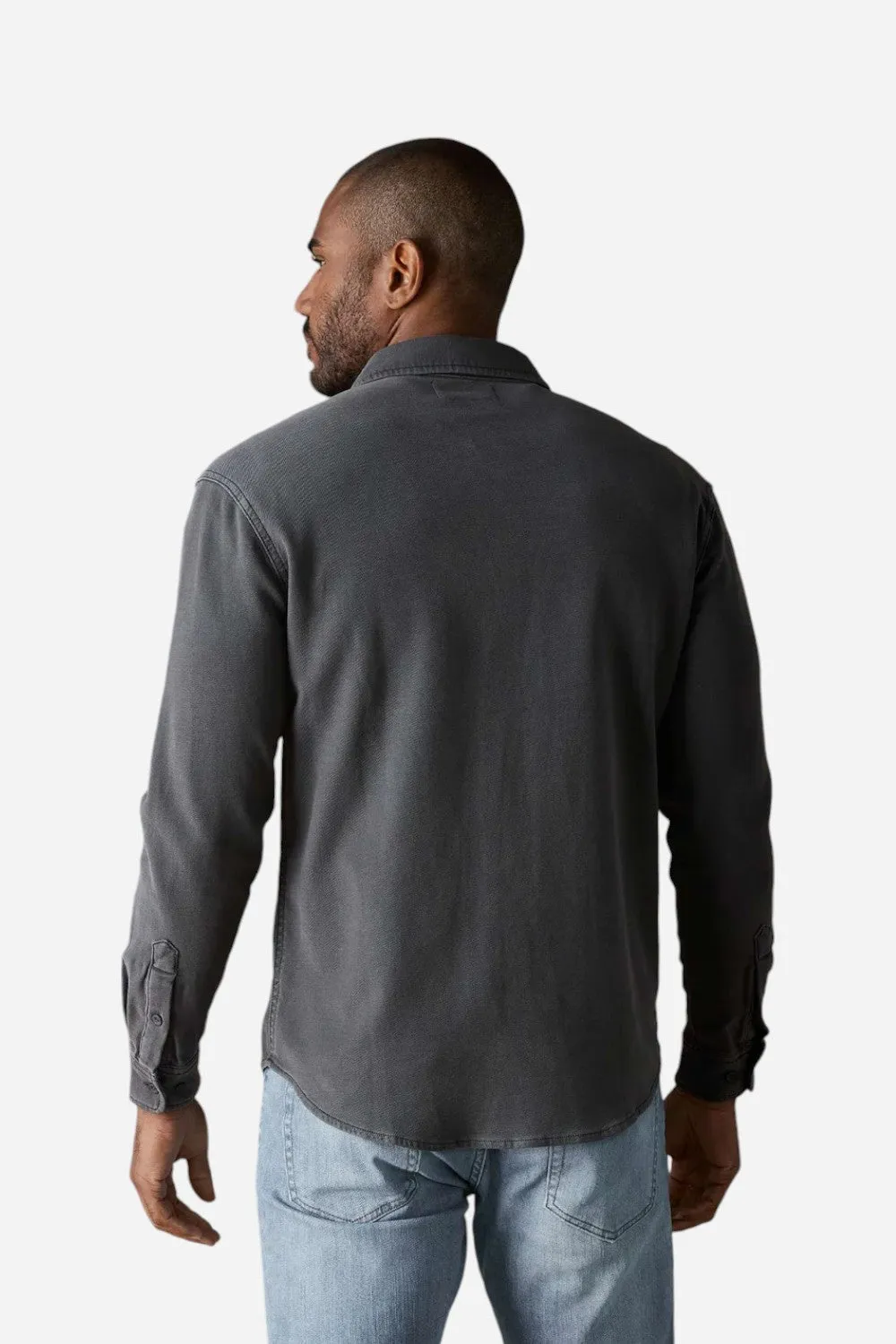 The Normal Brand Comfort Terry Shirt Jacket in Steel