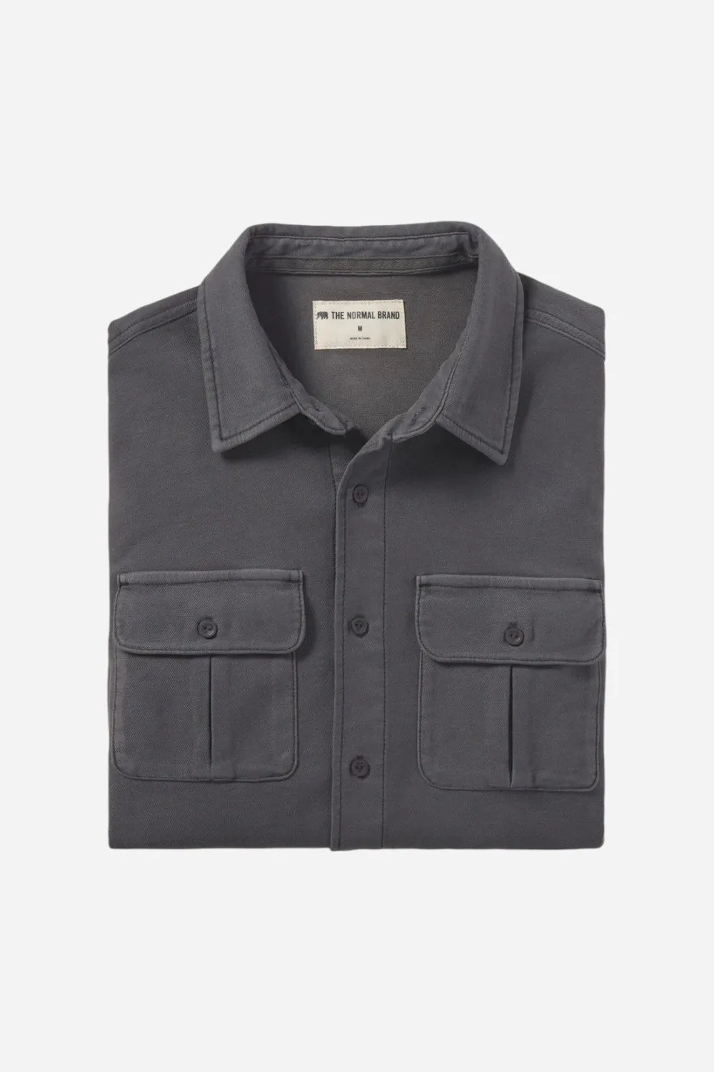 The Normal Brand Comfort Terry Shirt Jacket in Steel