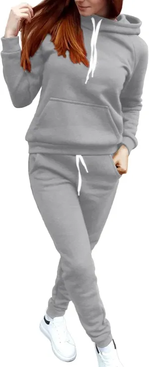 Womens 2 Piece Outfits Sweatsuits Lounge Sets Oversized Hoodie Sweatshirts High Waist Workout Joggers Fall Outfits