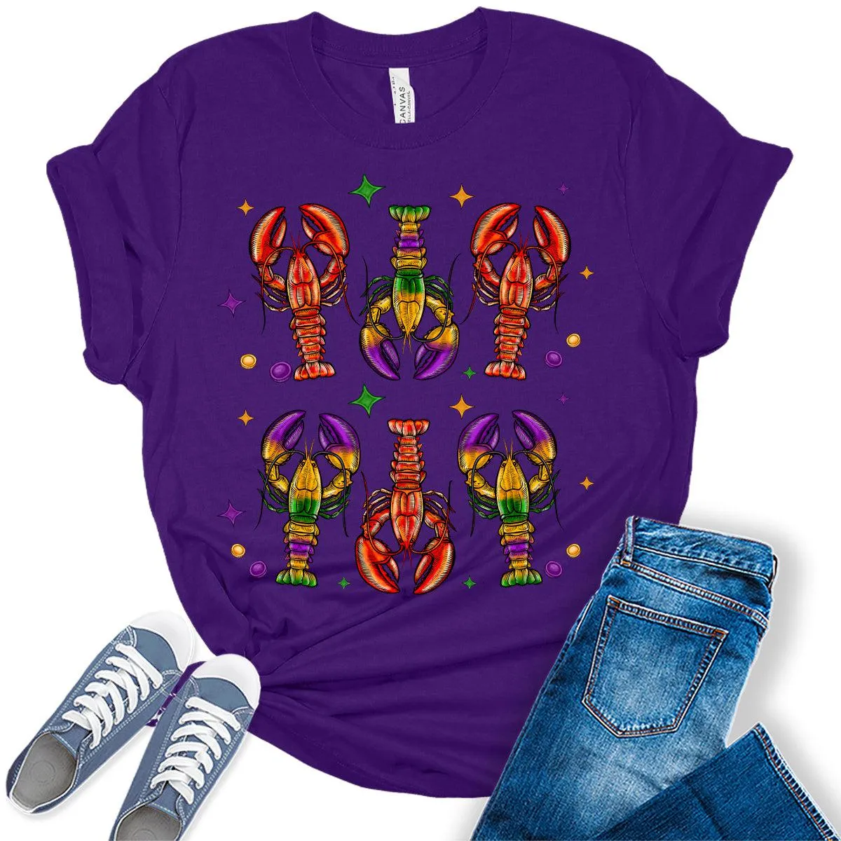Women's Mardi Gras Shirt Crawfish Party Graphic Tees
