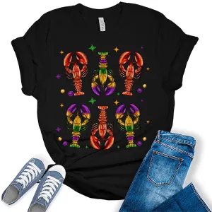 Women's Mardi Gras Shirt Crawfish Party Graphic Tees
