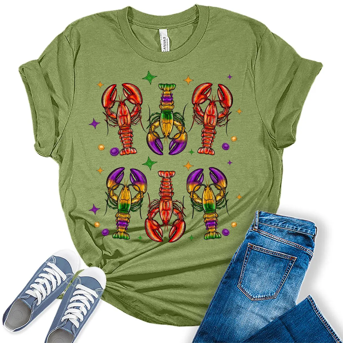 Women's Mardi Gras Shirt Crawfish Party Graphic Tees